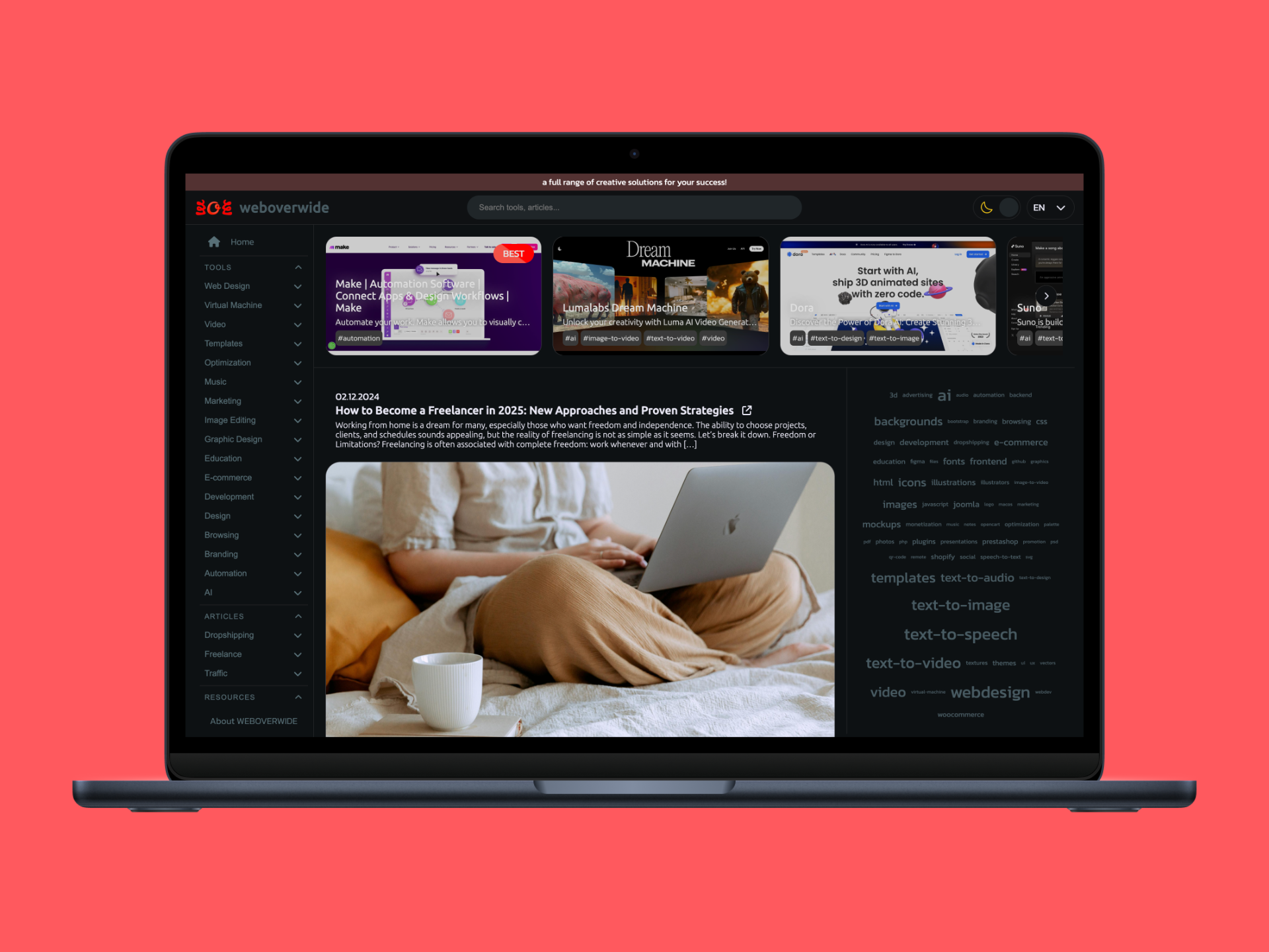 A website on WordPress with a content posting capability